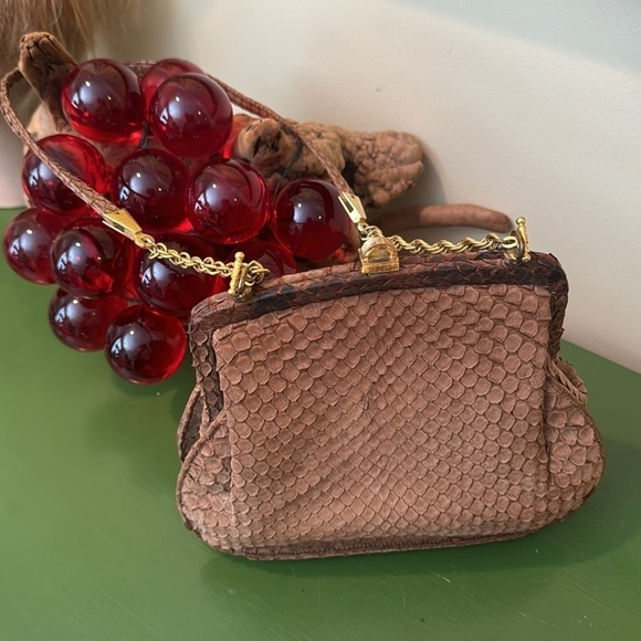 Magnin 🔥Sale🔥vintage python brown purse - Picture 1 of 13